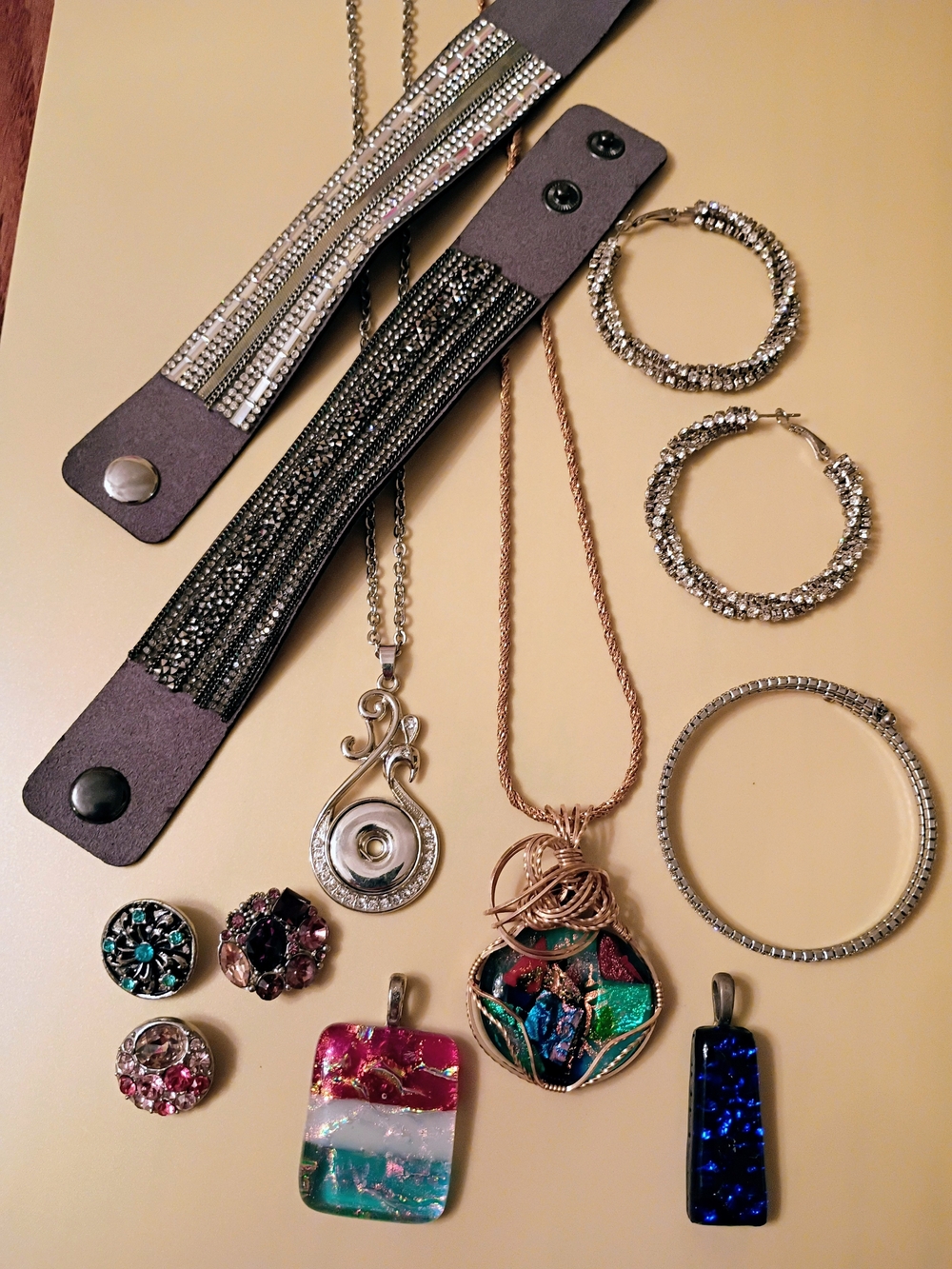 12pc Fun Colorful Glitzy Dichroic Paparazzi Swirl Snaps Neck/Brace/Ear Must see!